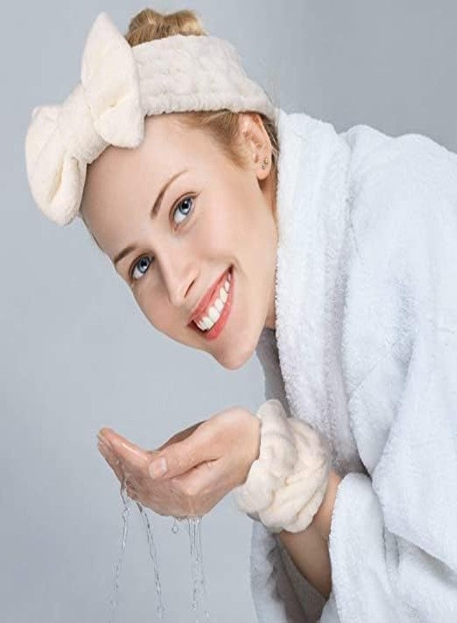 MELUDI طقم ربطات رأس ومعصم للنساء، مناسب لمستحضرات التجميل وغسول الوجه، ربطات رأس ومعصم للعناية بالبشرة (مع) - Image 2