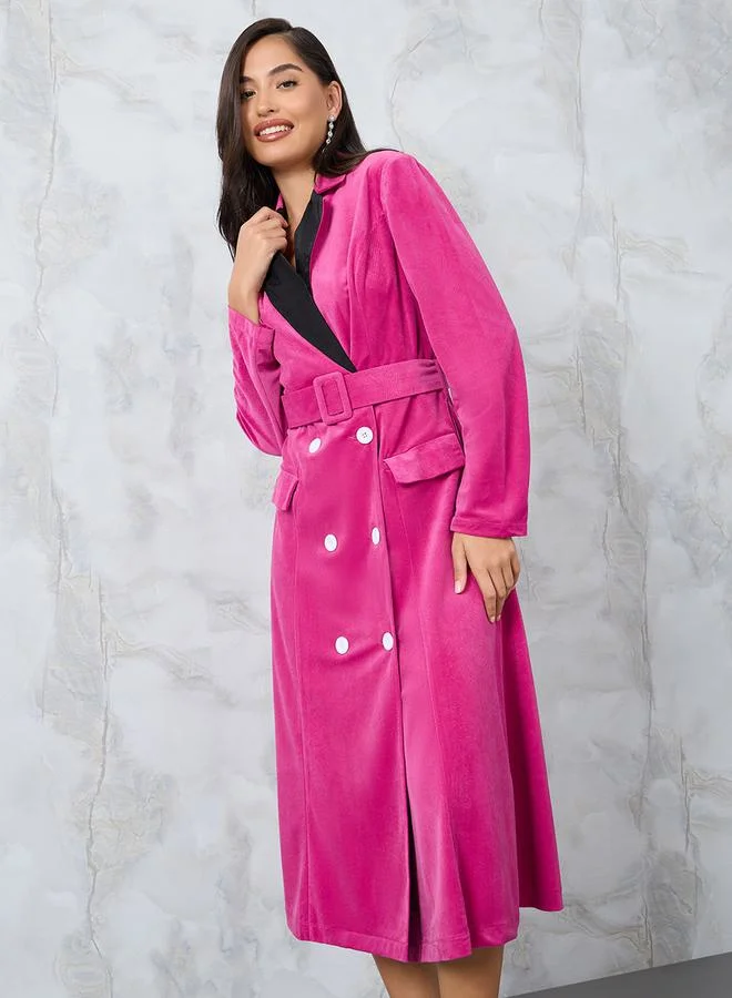 ستايلي Jacquard Blazer Midi Dress with Contrast Collar