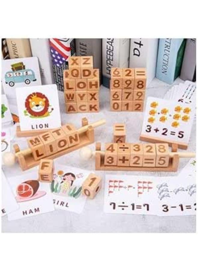 Wooden Number Blocks Matching Movable Yarn Numbers