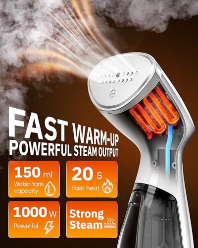 OGHom Portable Travel Handheld Steamer for Clothes, Garment Wrinkle Remover, 1000W Strong Penetrating Fabric Steamer, for Home, Office, Travel (ONLY FOR 120V) -White - Image 2