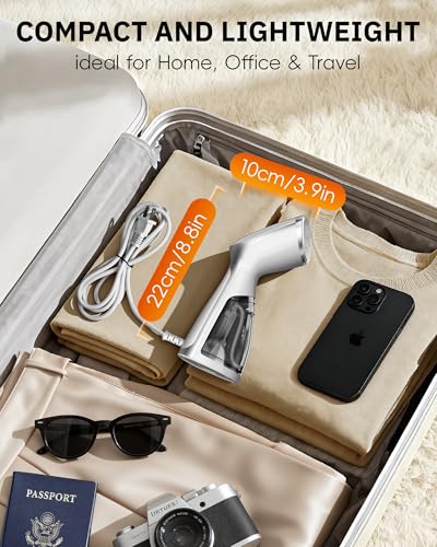 OGHom Portable Travel Handheld Steamer for Clothes, Garment Wrinkle Remover, 1000W Strong Penetrating Fabric Steamer, for Home, Office, Travel (ONLY FOR 120V) -White - Image 5