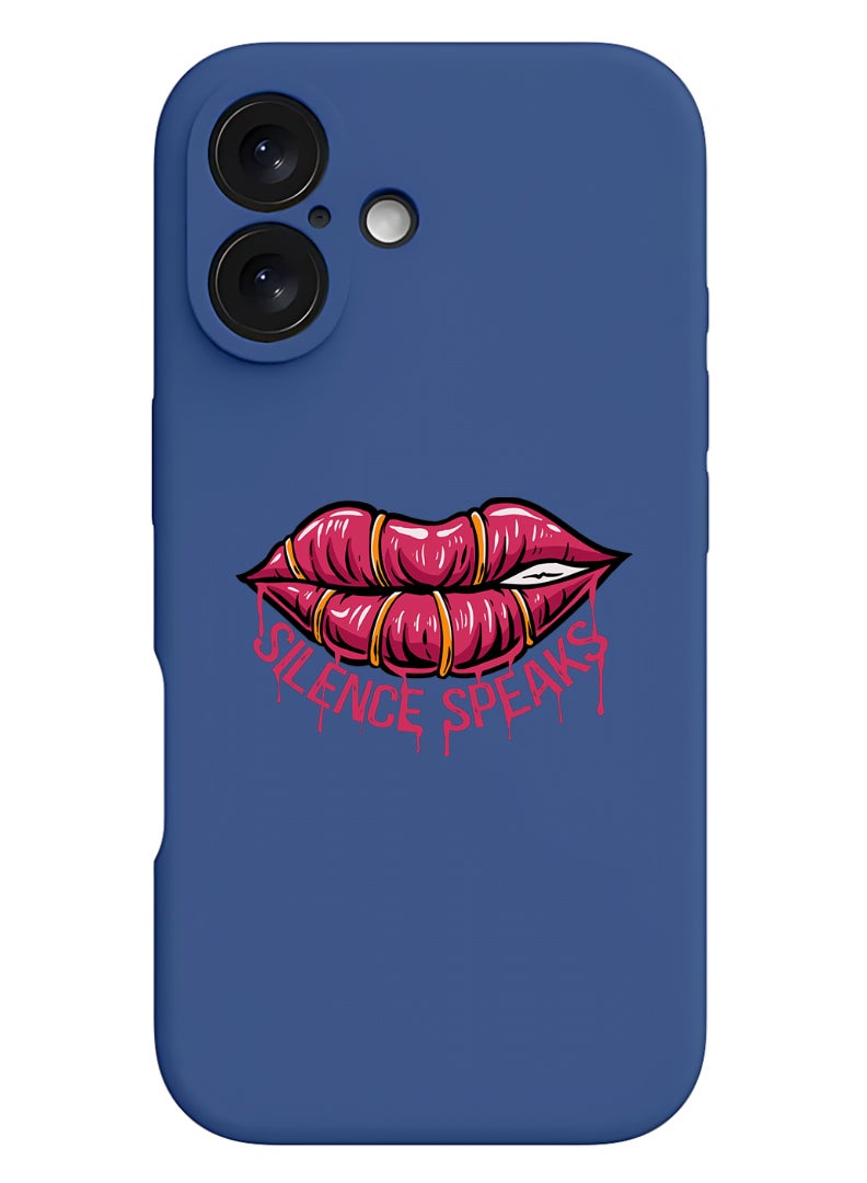 Theodor iPhone 16 Plus Blue Protective Slim Fit Case Liquid Silicone Cover with Full Body Protection Anti-Scratch Shockproof Case For iPhone - Silence Speaks - Image 1