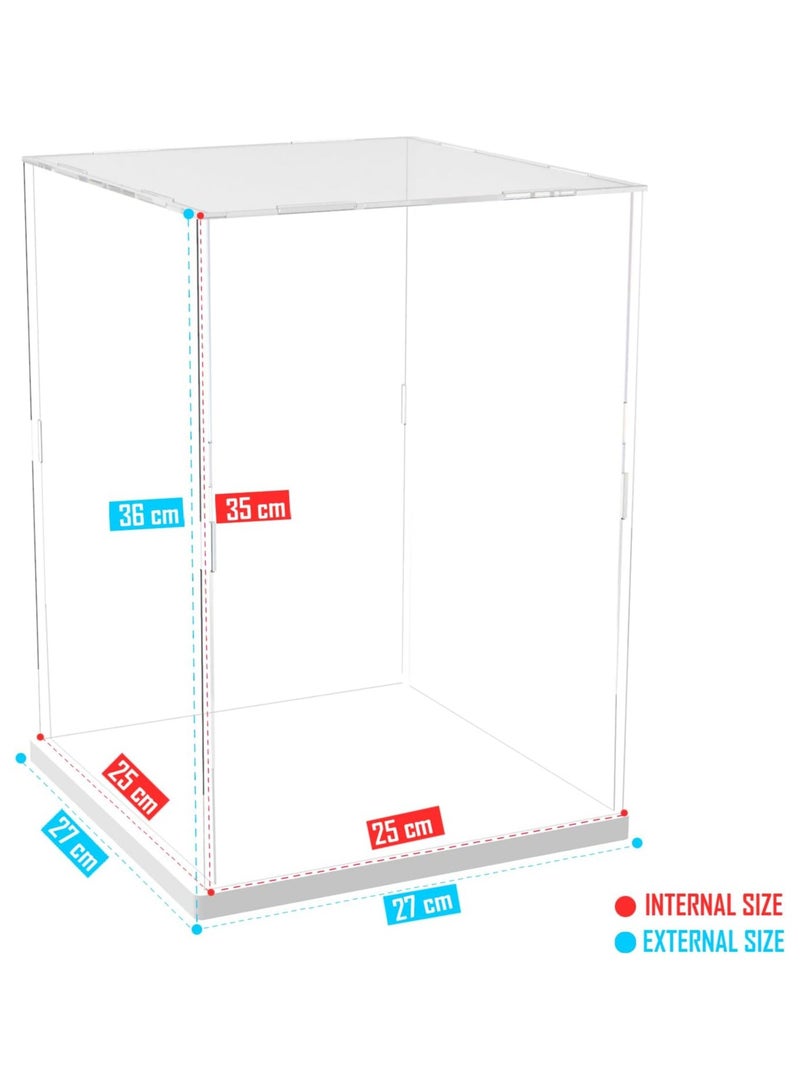 TPGP Acrylic Display Case with White Base | Display Boxes for Collectibles | Dustproof Protection Showcase (25x25x35 cm) - Image 3