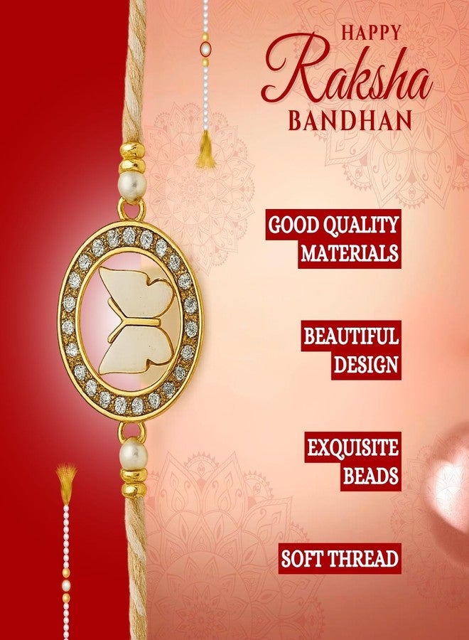 Sage Square Rakhi for Brother, Bhai with Roli Chawal | Raksha Bandhan | Designer Beads, Stones, Decorative Work | Stylish Handcrafted Rakhi Gifting for Sibling Festival Celebration (Type 11) - Image 4
