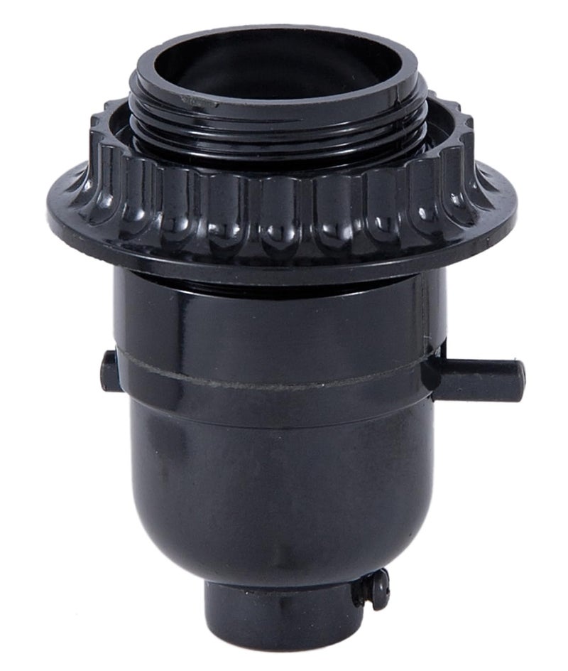 B&P Lamp BP Lamp PushThru Style Black Plastic Phenolic Socket With Medium Base And Threaded Shell With Ring 