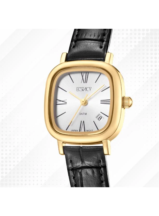 ECSTACY Women's Genuine leather Analog Watch E25510-GLBW - 23 mm