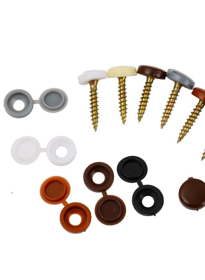 1000/100pcs Plastic Hinged Screw Cover Caps Cross Screw Snap-On Caps Fold Snap Protective Cap Furniture Decorative Nuts Cover - Image 1