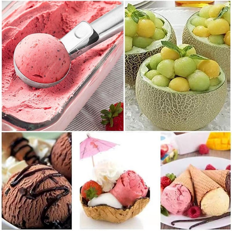 Sakoraware Stainless Steel Easy Trigger Icecream Scoop |ice Cream Spoon | Large Size Multifunctional Durable| Smooth Trigger for Effortless Scooping of Ice Cream Sorbet - 1 Piece Silver Color - Image 4
