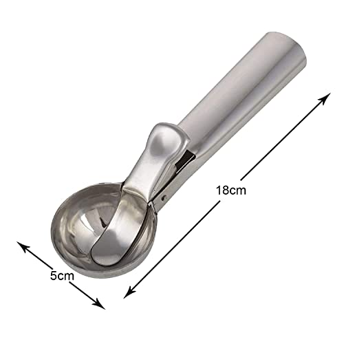 Sakoraware Stainless Steel Easy Trigger Icecream Scoop |ice Cream Spoon | Large Size Multifunctional Durable| Smooth Trigger for Effortless Scooping of Ice Cream Sorbet - 1 Piece Silver Color - Image 3
