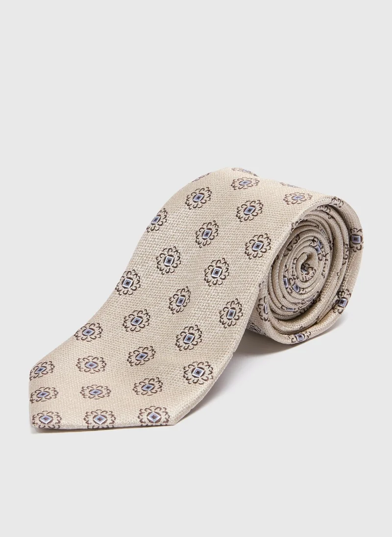 Matalan Taylor & Wright Beige Geometric Wide Scale Tie