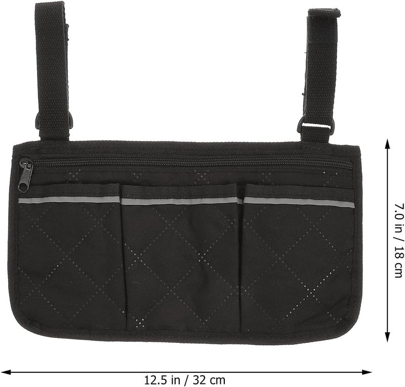 comfrt Wheelchair Storage Bag Mesh Walker Scooter Bag Large Capacity Arm Rest Side Pouch for Stroller Rollator Loose Items Black - Image 4
