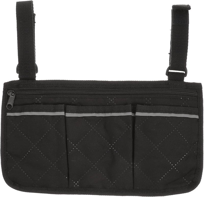 comfrt Wheelchair Storage Bag Mesh Walker Scooter Bag Large Capacity Arm Rest Side Pouch for Stroller Rollator Loose Items Black - Image 1