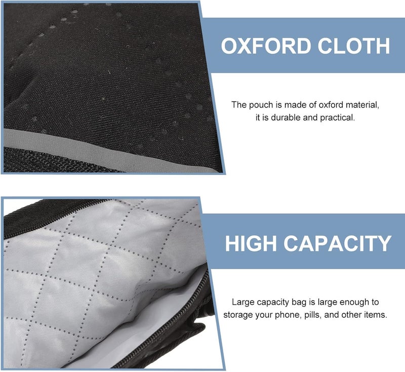 comfrt Wheelchair Storage Bag Mesh Walker Scooter Bag Large Capacity Arm Rest Side Pouch for Stroller Rollator Loose Items Black - Image 5