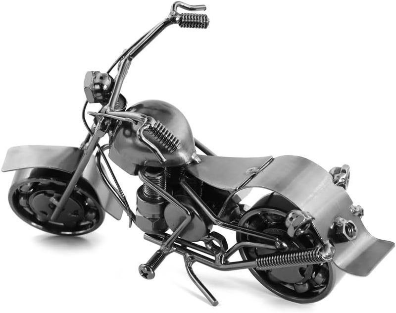 Winterworm Retro Motorcycle Model Statues Iron Art Metal Ornament Motorbike Motorcycle Figurine for Fathers Day Birthday Dad Man Boyfriend Gift Office Home Desk Club Bar Decoration Silver - Image 3