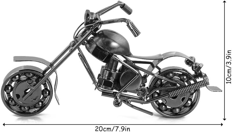 Winterworm Retro Motorcycle Model Statues Iron Art Metal Ornament Motorbike Motorcycle Figurine for Fathers Day Birthday Dad Man Boyfriend Gift Office Home Desk Club Bar Decoration Silver - Image 2