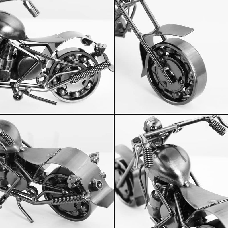 Winterworm Retro Motorcycle Model Statues Iron Art Metal Ornament Motorbike Motorcycle Figurine for Fathers Day Birthday Dad Man Boyfriend Gift Office Home Desk Club Bar Decoration Silver - Image 4