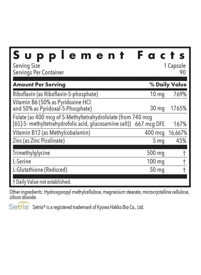 Allergy Research Group Homocysteine Plus Supplement - with Setria Glutathione, Vitamin B Complex, Trimethylglycine, Vegetarian Capsules - 90 Count - Image 3