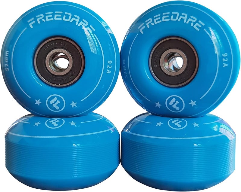 FREEDARE Skateboard Wheels 52mm and Bearings, Spacers Installed 92A for Street Tricks(Pack of 4) - Image 1