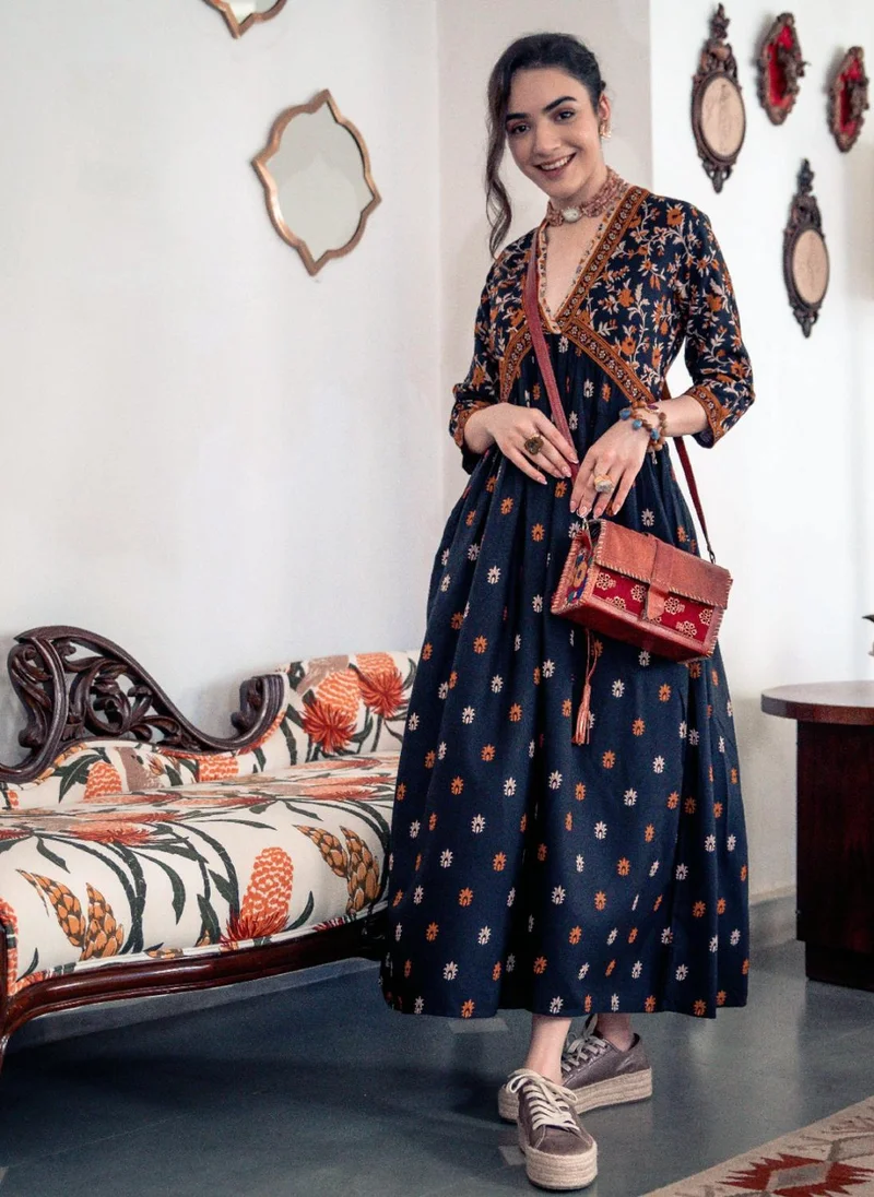 ZERESOUQ Floral Print Midi Dress