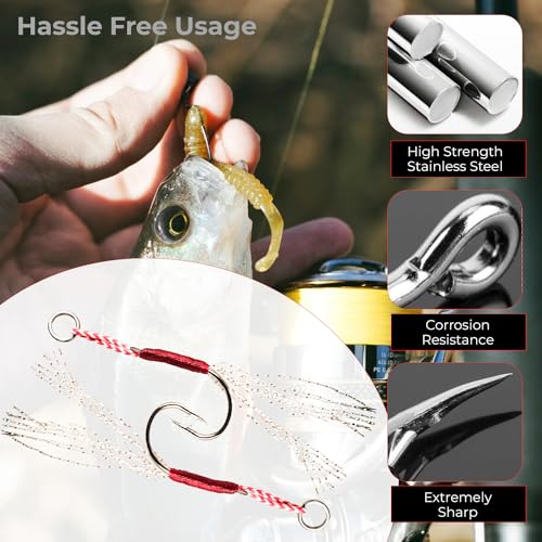 HACER Stainless Steel Barbed Circle Fishing Portable Hooks lot for Ocean Lake Pond River (5 PCs) - Image 4