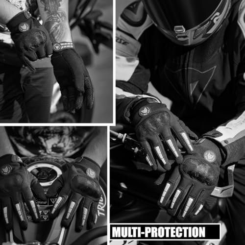 BADOWL Polyester Wind Rider Full Finger Motorcycle Racing Gloves with Touchscreen Fingertips and Knuckle Protection Anti-Slip Grip (Grey, L) - Image 5