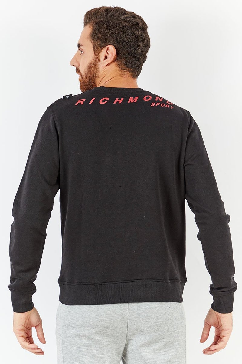 JOHN RICHMOND Men Crew Neck Brand Logo Sweatshirt, Black - Image 3