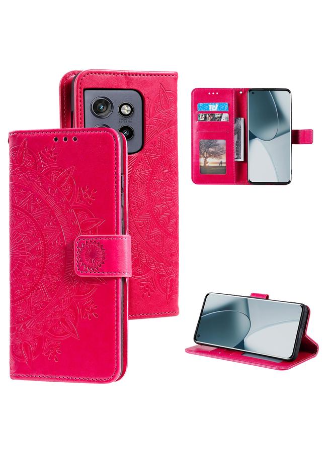 S-TOP Case For Motorola Edge 50 Neo Totem Flower Embossed Leather Phone Case with Lanyard - Image 1
