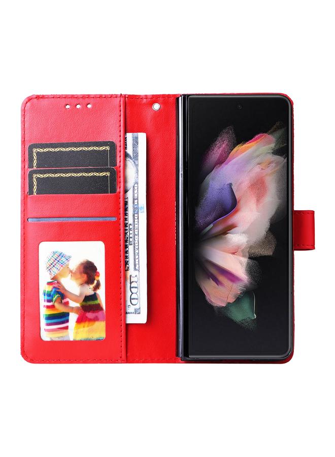 اس-توب جراب لهاتف Samsung Galaxy Z Fold3 5G مصنوع من جلد عباد الشمس المنقوش - Image 4