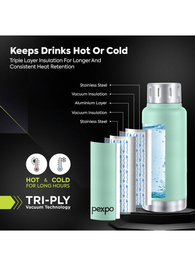 Pexpo Cameo Vacuum Insulated 160ml Stainless Steel Water Bottle - Sea Green| Hot & Cold Upto 4-5 Hours | Leak of | Office, School, Gym & Travelling|Men, Women & Kids| RCB Edition - Image 3