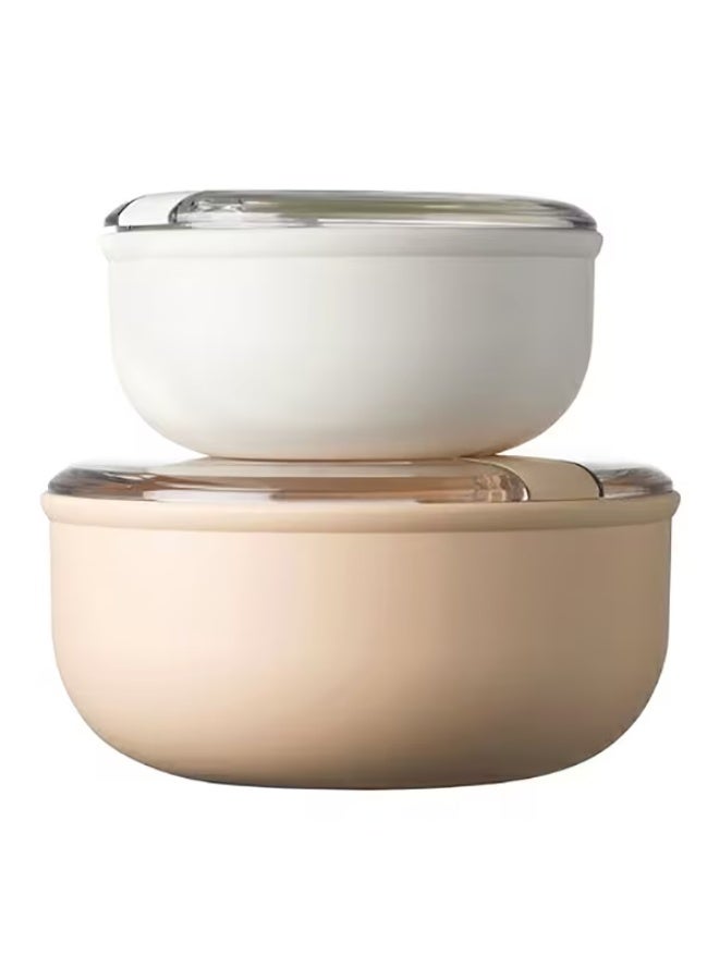 أومادا طقم علب غداء من قطعتين، بيج وأبيض، سعة 1.75 لتر - Image 1