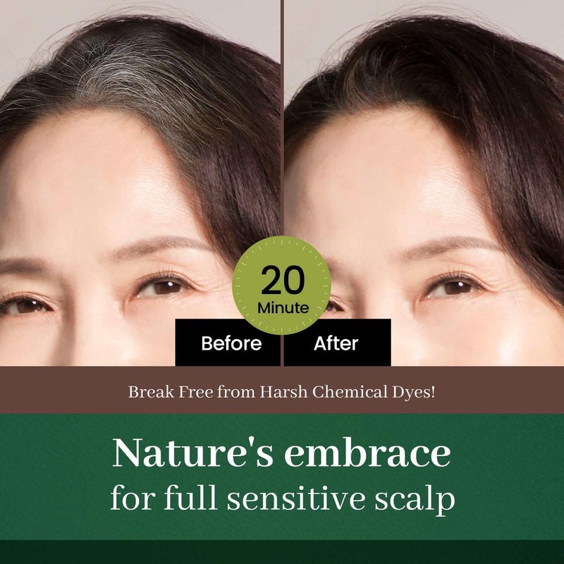 Herb Speedy Dongsung Herb Speedy Color Cream(Dark Brown) - Korean Herbal Vegan Hair Dye, PPD-Free, Ammonia-Free, Hypoallergenic - 100% Gray Coverage, Odorless, Dermatologically Tested, Quick 20-Minute Application - Image 2