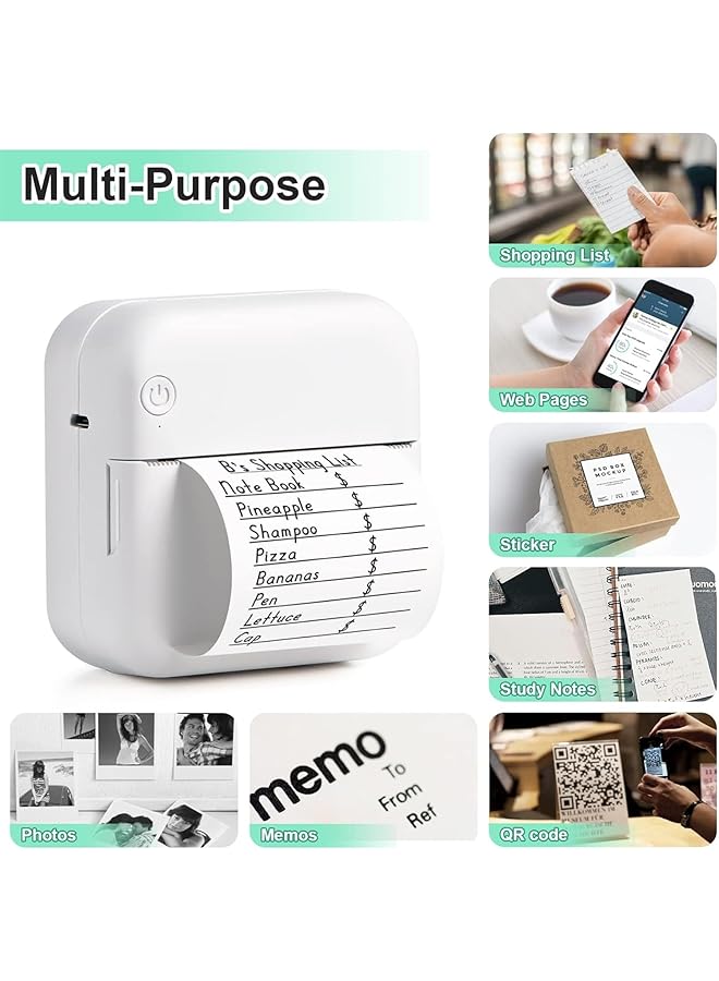erorex Portable Thermal Printer Pocket Bluetooth Thermal Printer Inkless Thermal Portable Printer Wireless Mini Printer Thermal Label Receipt Printer Compatible With Ios And Android - Image 3