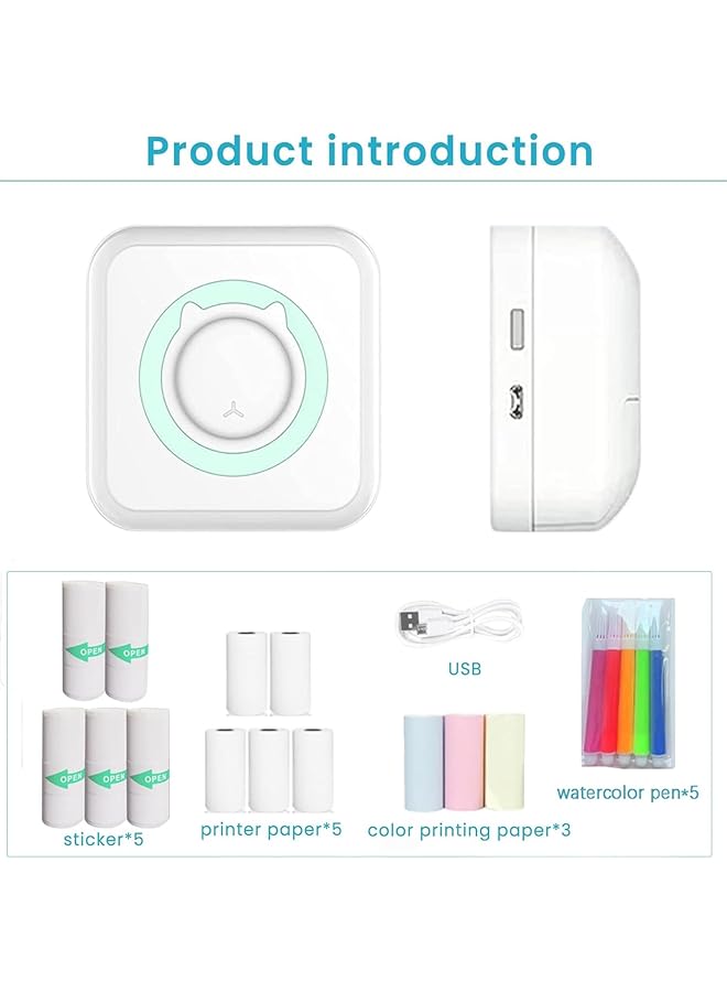 erorex Portable Thermal Printer Pocket Bluetooth Thermal Printer Inkless Thermal Portable Printer Wireless Mini Printer Thermal Label Receipt Printer Compatible With Ios And Android - Image 5