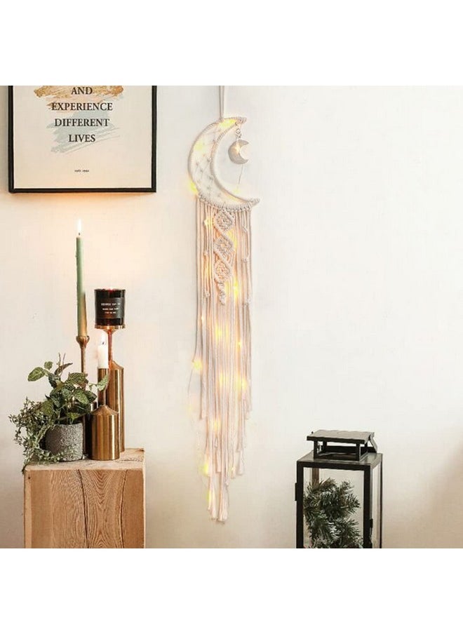 Dremisland Dremisland Macrame Woven Wall Hanging Moon Dream Catcher- Boho Chic Bohemian Home Decor Wall Art Decor Beautiful Apartment Dorm Room Door Decoration (Moon)  - Image 2