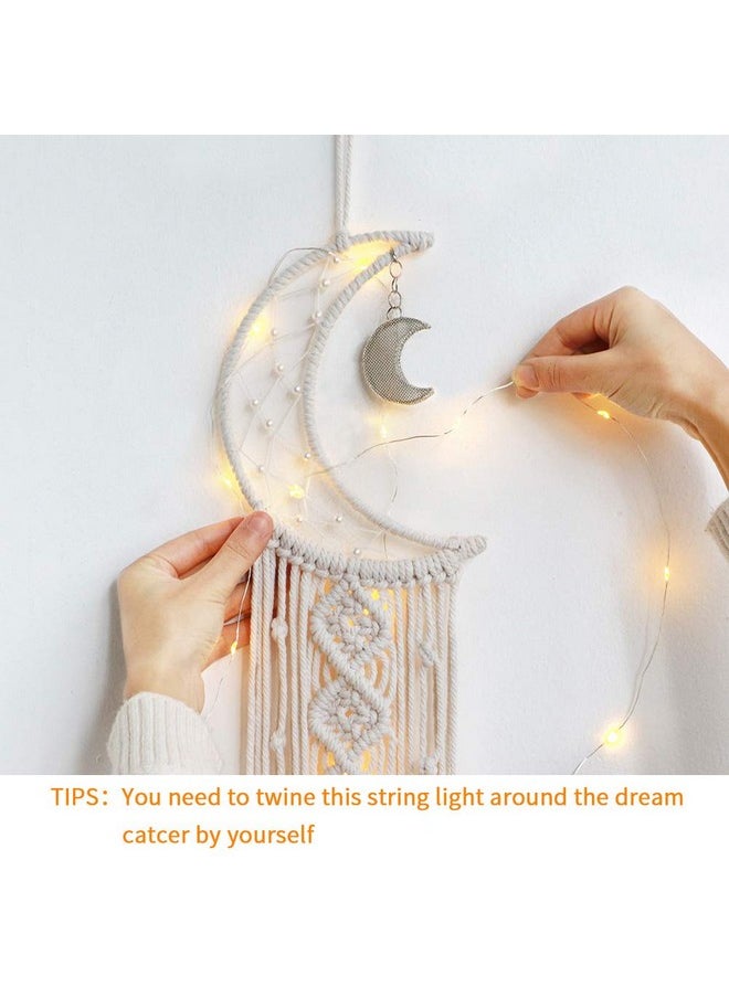 Dremisland Dremisland Macrame Woven Wall Hanging Moon Dream Catcher- Boho Chic Bohemian Home Decor Wall Art Decor Beautiful Apartment Dorm Room Door Decoration (Moon)  - Image 4