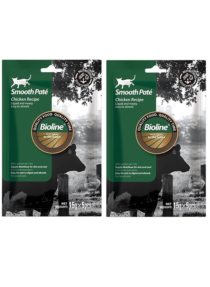 بايولاين 2 قطعة من باتيه الدجاج الناعم الطبيعي (15 جرام × 5 قطع) × 2