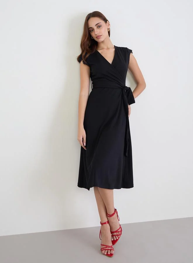 Styli Styli Women Black Lace Detail Sleeveless A-Line Midi Dress