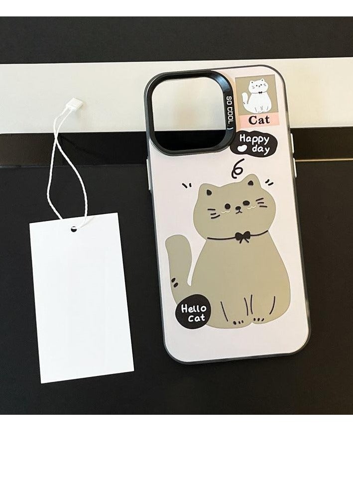 NIBEMINENT Cool Animals Protective TPU Case Cover For iPhone 15 Plus, Hollow Hello Cat