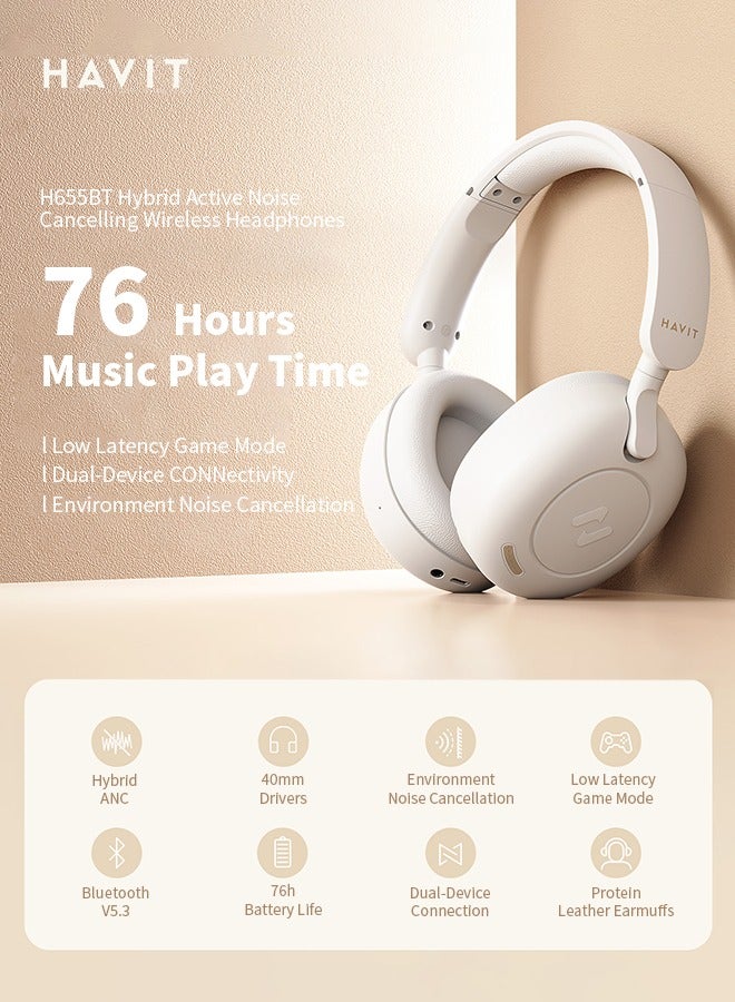 havit Bluetooth Headphones, Noise Cancelling Headset with Memory Foam Earmuffs, Suitable for Gaming, Travel and Daily Office - Image 2