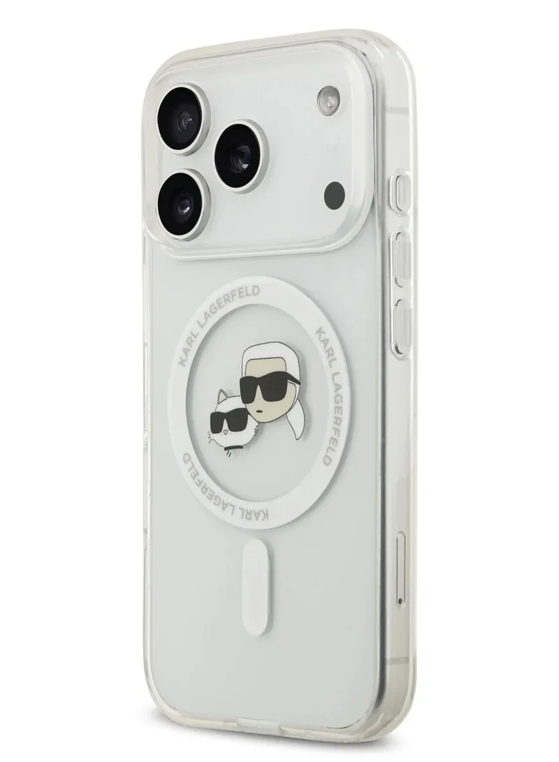 Karl Lagerfeld iPhone 17 Pro  MagSafe IML Case With Printed Karl & Choupette Head / Easy Snap-On / Slim Profile / Lightweight / Back Cover - Transparent