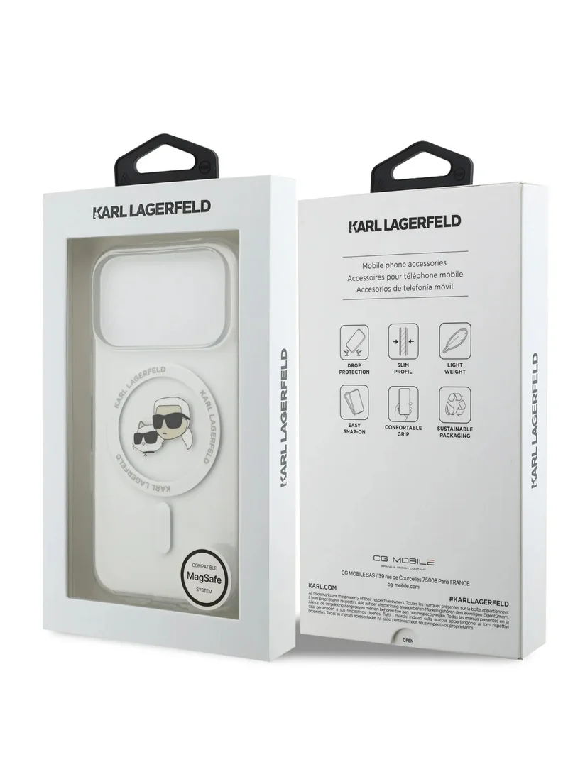 Karl Lagerfeld iPhone 17 Pro  MagSafe IML Case With Printed Karl & Choupette Head / Easy Snap-On / Slim Profile / Lightweight / Back Cover - Transparent