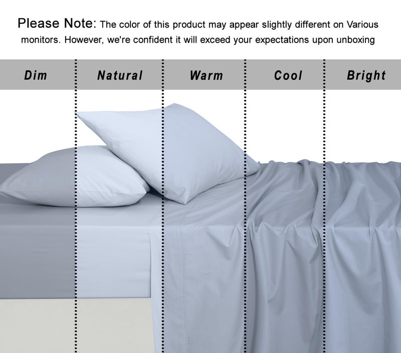 RUVANTI 100% Organic Cotton Sheets King Size, Percale Weave, GOTS Certified, 4-Piece Set, Deep Pocket 15", Crisp & Breathable, Soft Durable Bedding, SÃ¡banas AlgodÃ³n OrgÃ¡nico â€“ Arctic Ice - Image 5