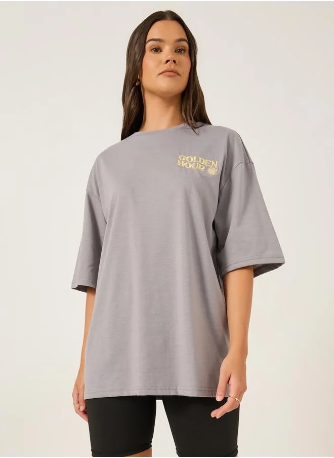 ستايلي Embroidered Short Sleeve Oversized T-Shirt