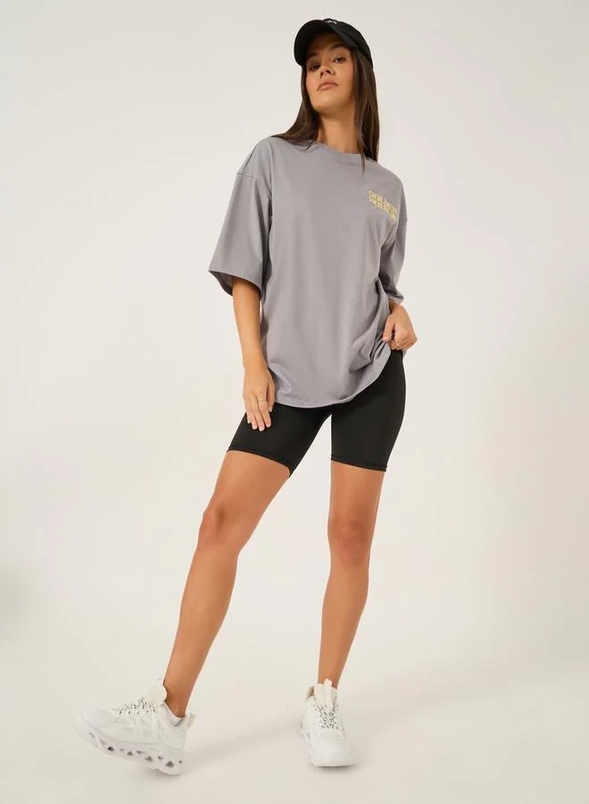 Styli Embroidered Short Sleeve Oversized T-Shirt
