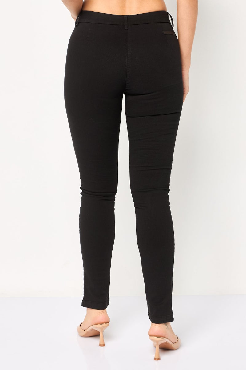 Scuderia Ferrari Women Mid Waist Solid Stretchable Skinny Denim, Black - Image 3