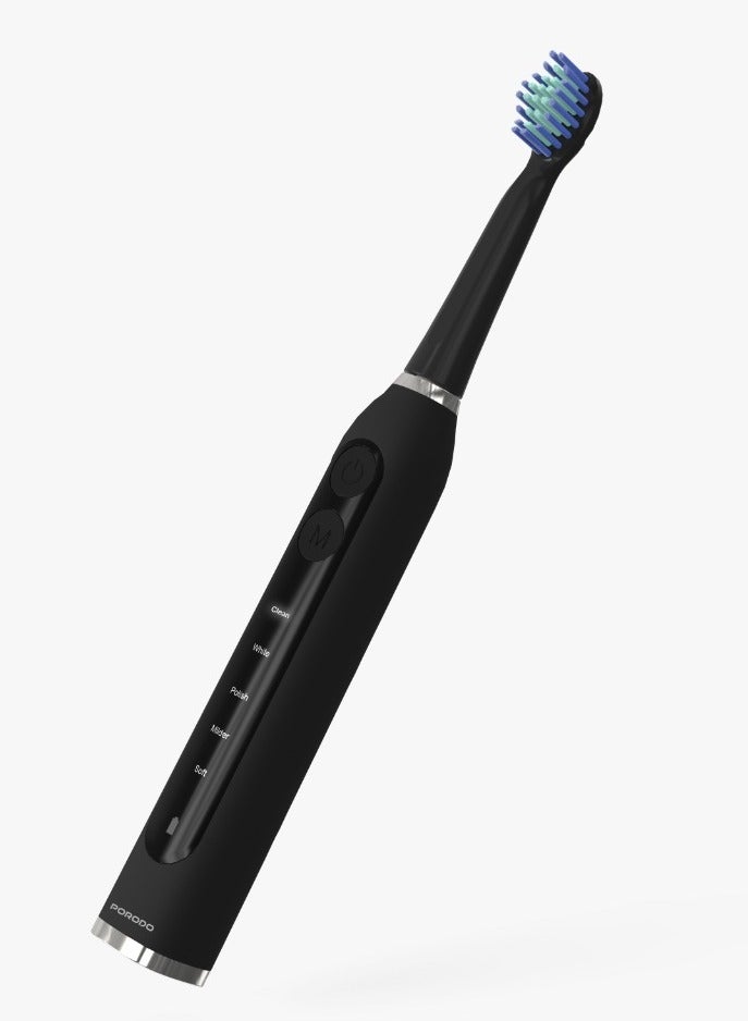 porodo Lifestyle Electric Toothbrush with 5 Cleaning Modes and 2 Replacement Brushes / 50 Days Battery Life / High-Quality Bristles / Advanced Cleaning / Type-C Charging Interface / LFS094 - Black - Image 1