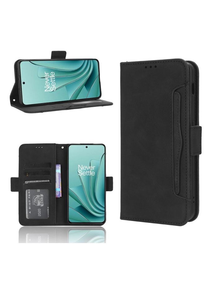 HuHa - Case Cover For For OnePlus Ace 2V Skin Feel Calf Texture Card Slots Leather Phone Case(Black) - Image 1