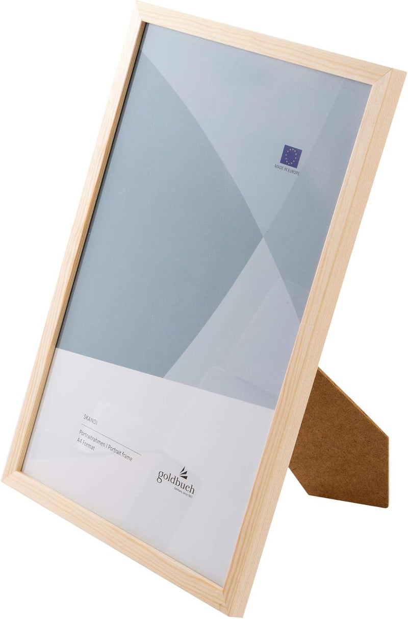 goldbuch Skandi 90 0696 Picture Frame, DIN A4, Single Frame Made of Real Wood, Portrait Frame for Standing, Wooden Frame with Wall Mount, Photo Frame, Natural Frame - Image 2