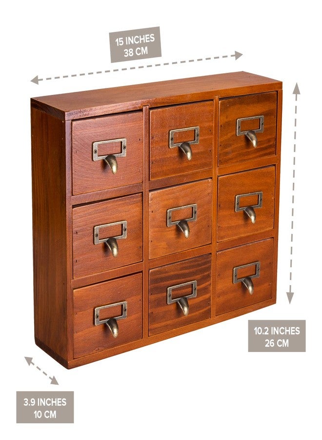 Primo Supply Wooden Drawer Organizer for Desktop - Vintage Apothecary Cabinet w/ 9 Drawers - Wood Desk Organizer - Home Office Desk Organizers and Accessories - Tabletop Chest of Drawers for Bedroom Organization - Image 3