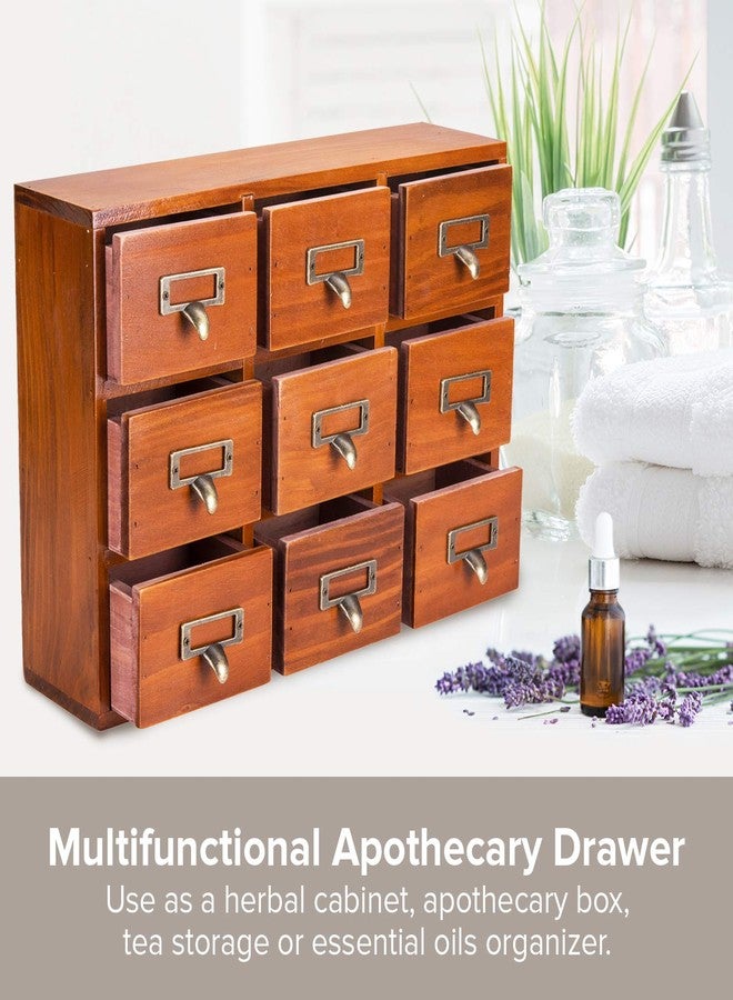 Primo Supply Wooden Drawer Organizer for Desktop - Vintage Apothecary Cabinet w/ 9 Drawers - Wood Desk Organizer - Home Office Desk Organizers and Accessories - Tabletop Chest of Drawers for Bedroom Organization - Image 4
